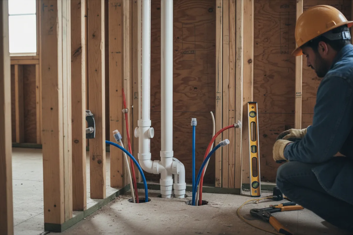 Drain and supply rough-in during Drain Cleaning in Russellville